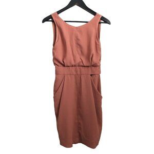 Aritzia Wilfred Leila Mini Crepe Pleated Dress Peach Salmon Size Zero